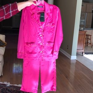 Super nice pink and orange satin pajama SET!